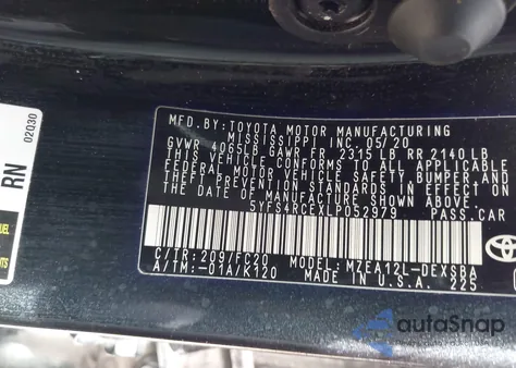 2020 Toyota Corolla Se Nightshade Edition from USA, damaged, VIN 5YFS4RCEXLP052979